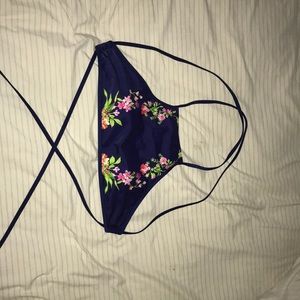 Cross cross floral swimsuit top